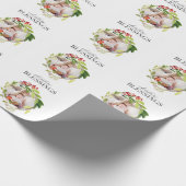 Kerstzegeningen waterverf gebladerte foto cadeaupapier (Hoek)