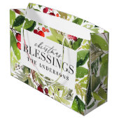 Kerstzegeningen waterverf gebladerte personalisere groot cadeauzakje (Achterkant Gekanteld)