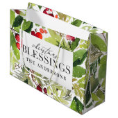 Kerstzegeningen waterverf gebladerte personalisere groot cadeauzakje (Voorkant Gekanteld)