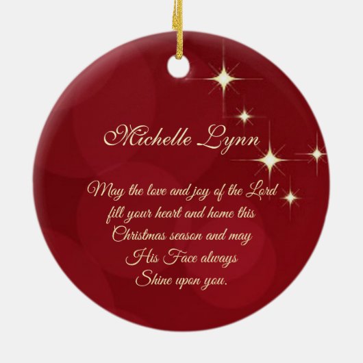 Kerstzeggende Heer Bless You Numbers 6:24-26 Keramisch Ornament (Achterkant)