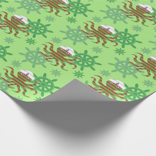 Kerstzeiloroctopus Cadeaupapier (Hoek)