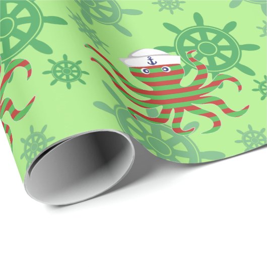 Kerstzeiloroctopus Cadeaupapier (Rol Hoek)