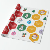 Kerstzeshoek Santa Tree Snowman Ornament Icon Cadeaupapier (Uitgerold)