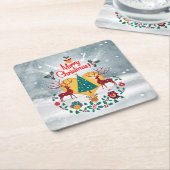 kerstziel kartonnen onderzetters (Schuin)