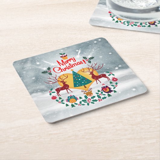 kerstziel kartonnen onderzetters (Schuin)