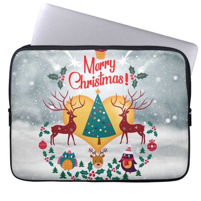kerstziel laptop sleeve (Voorkant)