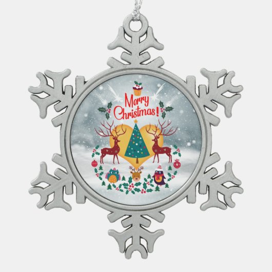kerstziel tin sneeuwvlok ornament (Voorkant)