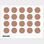 kerstzigzag ronde sticker (Vel)