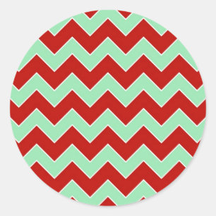 kerstzigzag ronde sticker