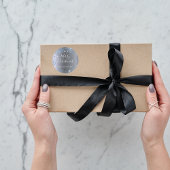 kerstzilverblauwe glitternaam ronde sticker