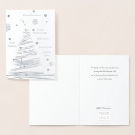 kerstzilveren bijtende boomhandleiding folie kaarten