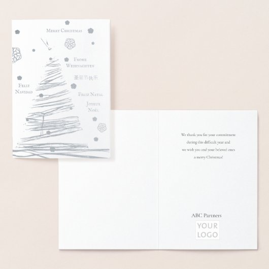 kerstzilveren bijtende boomhandleiding folie kaarten (Display)