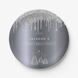 kerstzilveren bomen glitter druppelt papieren bordje