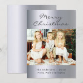 Kerstzilverfamilie foto feestdagenkaart (Voorkant / Achterkant)