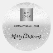 Kerstzilverglitter maakt zakelijke logo ronde sticker (Voorkant)