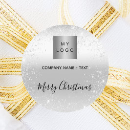Kerstzilverglitter maakt zakelijke logo ronde sticker