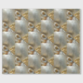 kerstzilverkleurig lintpatroon cadeaupapier (Vlak)