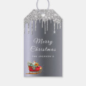 Kerstzilverkleurige brauw cadeaulabel (Voorkant)