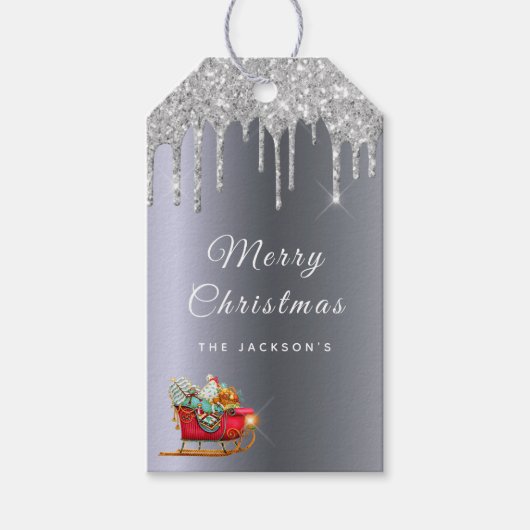 Kerstzilverkleurige brauw cadeaulabel (Voorkant)