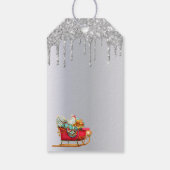 Kerstzilverkleurige brauw cadeaulabel (Achterkant)