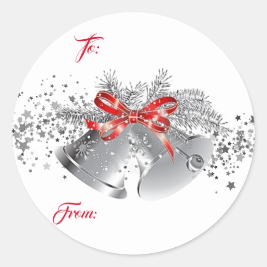 Kerstzilverkrokken Labels stickers (Voorkant)