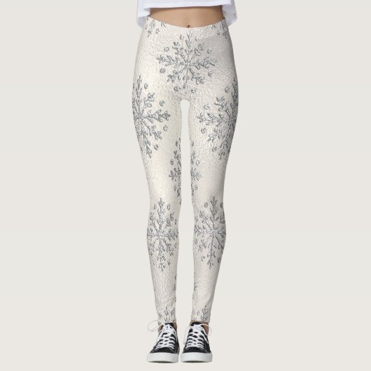 kerstzilversneeuwvlokken Pearl Leggings (Voorkant)