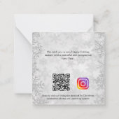 Kerstzilverwintersneeuwfoto QR Instagram Notitiekaartje (Achterkant)