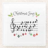 Kerstzingende zangvogels glazen onderzetter (Voorkant)