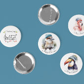Kerstzingende zangvogels ronde button 7,6 cm