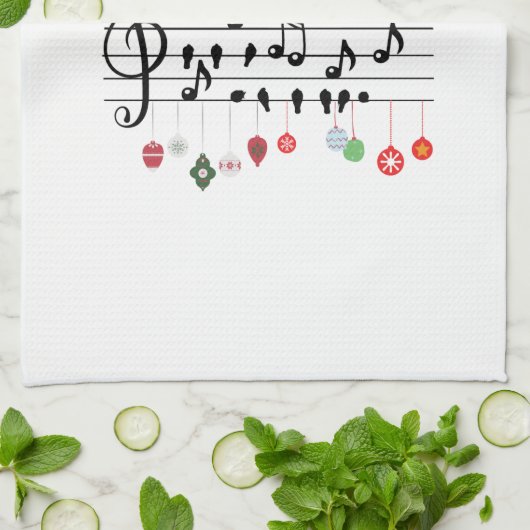 Kerstzingende zangvogels theedoek (Gevouwen)