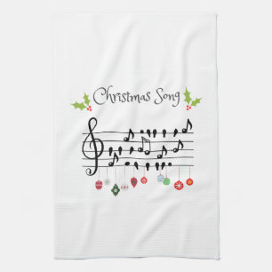 Kerstzingende zangvogels theedoek