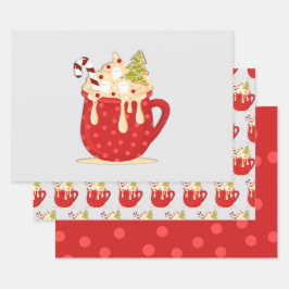 Kerstzoet en pooldots inpakpapier vel