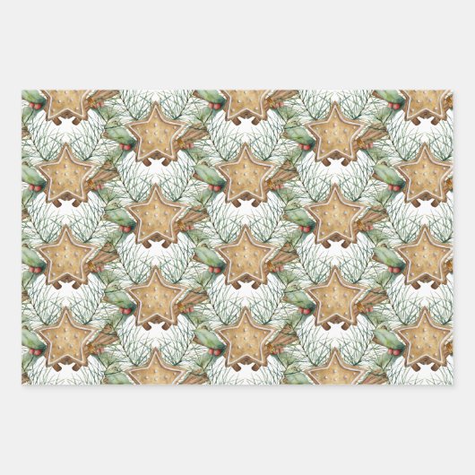 Kerstzoete Inpakpapier Vlak Vel Set van 3 (Voorkant 2)