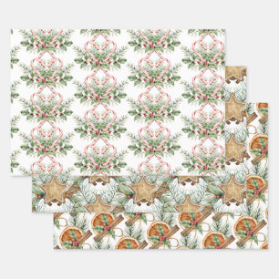 Kerstzoete Inpakpapier Vlak Vel Set van 3