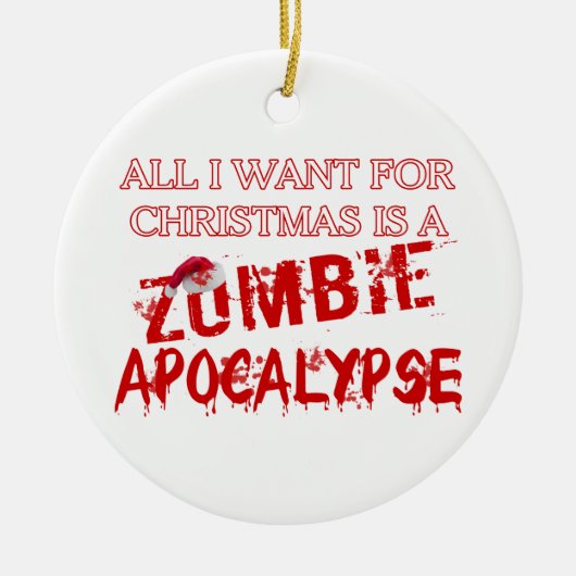 Kerstzombie Apocalypse Keramisch Ornament (Voorkant)