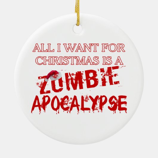 Kerstzombie Apocalypse Keramisch Ornament (Achterkant)