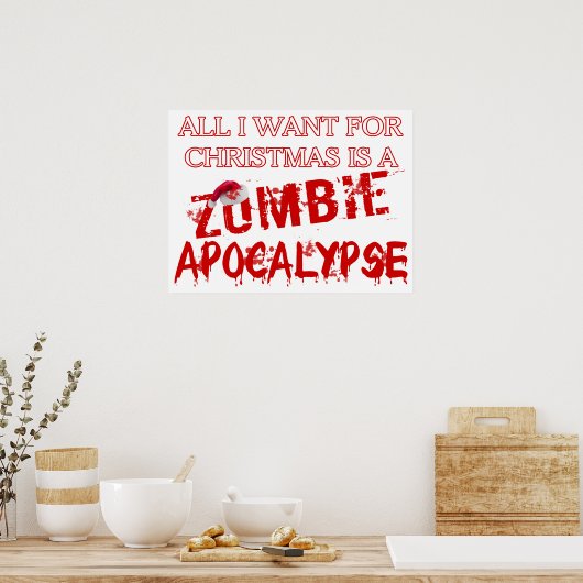 Kerstzombie Apocalypse Poster (Keuken)