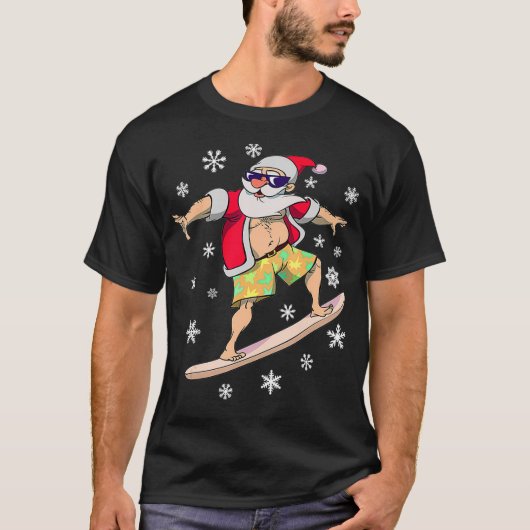 Kerstzomer Surf Hawaii Santa Hawaiian Surfi T-shirt (Voorkant)