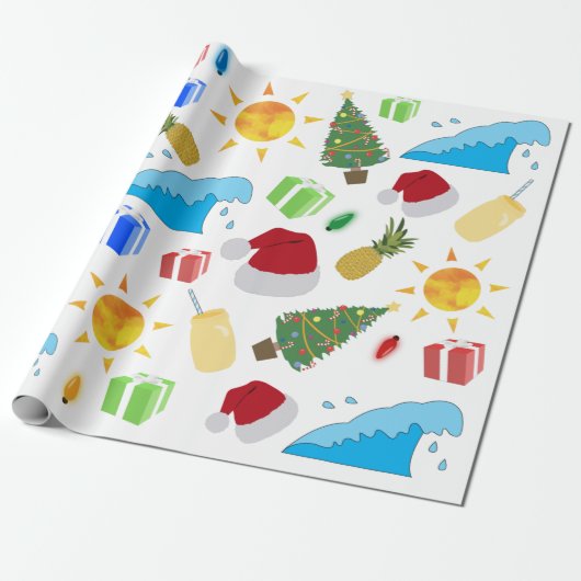 Kerstzomervakantie Cadeaupapier (Uitgerold)