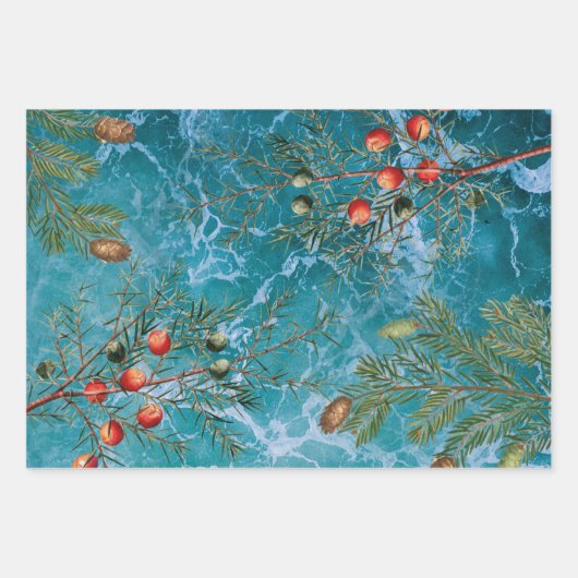 Kerstzomervakantiestrand Inpakpapier Vel (Voorkant)