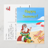Kerstzomervakantiestrand voor Santa Briefkaart (Voorkant / Achterkant)