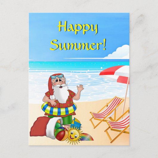 Kerstzomervakantiestrand voor Santa Briefkaart (Voorkant)