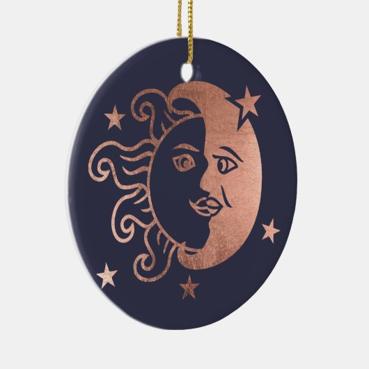 Kerstzon houdt van maanversiering keramisch ornament (Rechts)