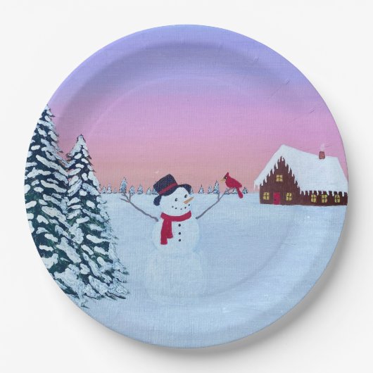 Kerstzonsondergang Papieren Bordje (Voorkant)