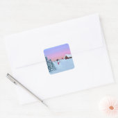 Kerstzonsondergang Vierkante Sticker (Envelop)