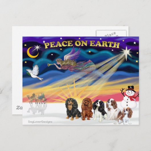 Kerstzonsopgang - Cavalier Kings Charles (5) Feestdagenkaart (Voorkant / Achterkant)