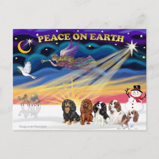 Kerstzonsopgang - Cavalier Kings Charles (5) Feestdagenkaart (Voorkant)