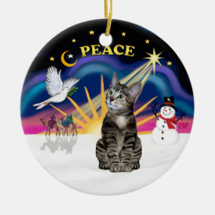 Kerstzonsopkomst - Bruin Tabby Tiger cat Keramisch Ornament