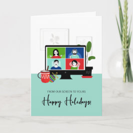 Kerstzoom vanaf ons scherm tot uw feestdag kaart