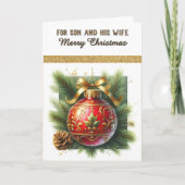 Kerstzoon & echtgenote kerstgroet  feestdagen kaart (Voorkant)